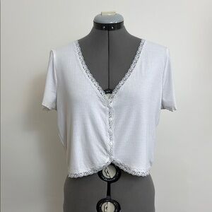Cotton On White Lace Trim Cropped Top